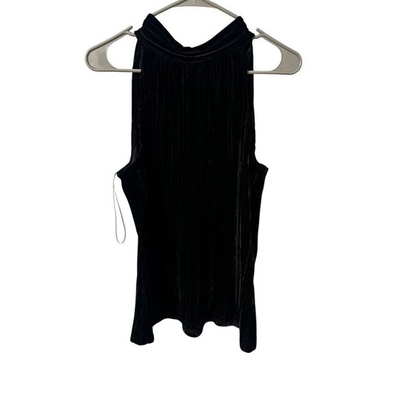 Max Studio Black Velvet Sleeveless Tie Neck Top, Y2K, WORK ATTIRE, MEDIUM - Picture 9 of 13